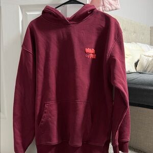 White Fox Boutique Burgundy Hoodie with Pink Logo